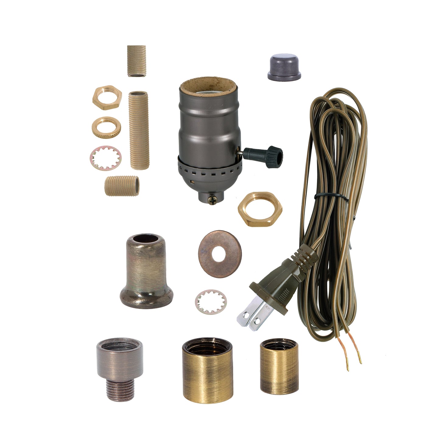 Antique Bronze Floor Lamp Wiring Kit w/3-Way Turn Knob Lamp Socket (30555B)