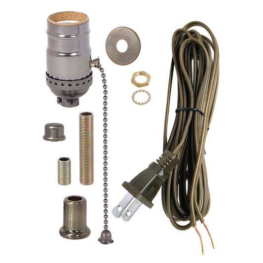 Antique Bronze Finish Table Lamp Wiring Kit w/ Pull Chain Socket (30557B)