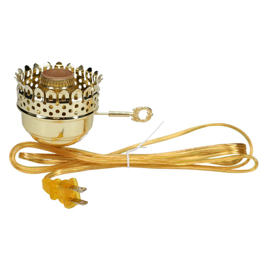 Lamp Wiring Kit with Brass 3" Gallery, Turn Knob, 8' Lamp Cord, Choice of Cord Color (30592B)