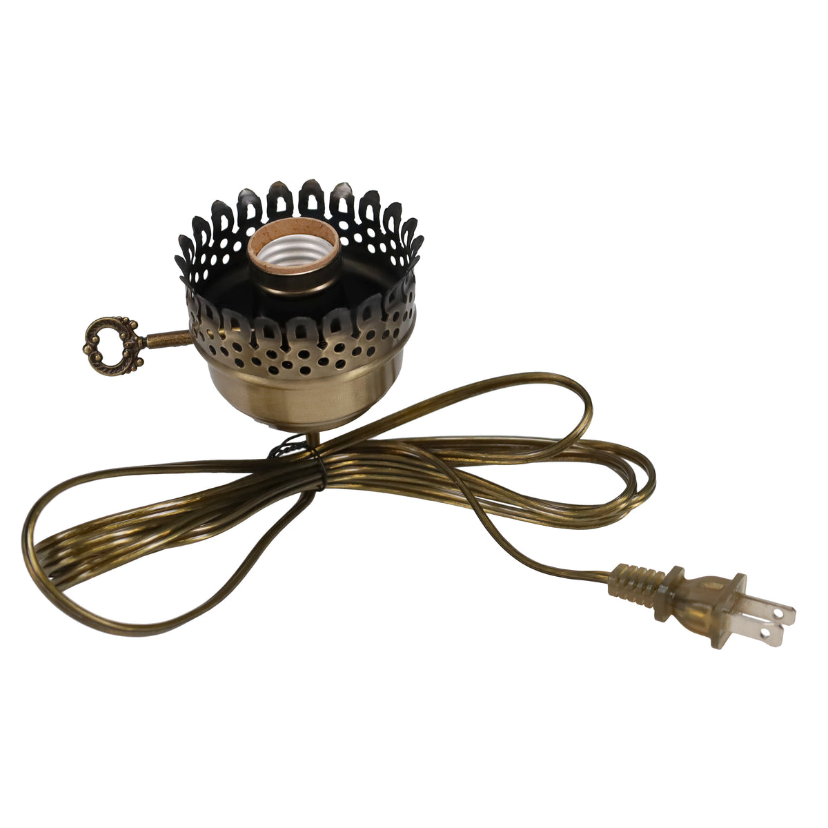 Lamp Wiring Kit with Antique Brass 3" Gallery, Turn Knob, 8' Lamp Cord (30593A)