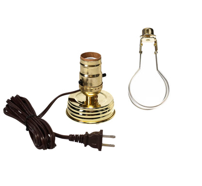 Brass Plated Mason Jar Electric Lamp Adapter with Clip on Shade Adaptor (30600)