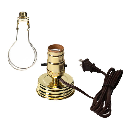 Brass Plated Mason Jar Electric Lamp Adapter with Clip on Shade Adaptor (30600)
