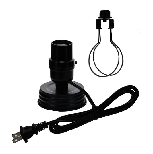 Black Mason Jar Electric Lamp Adapter with Clip on Shade Adaptor (30600BK)