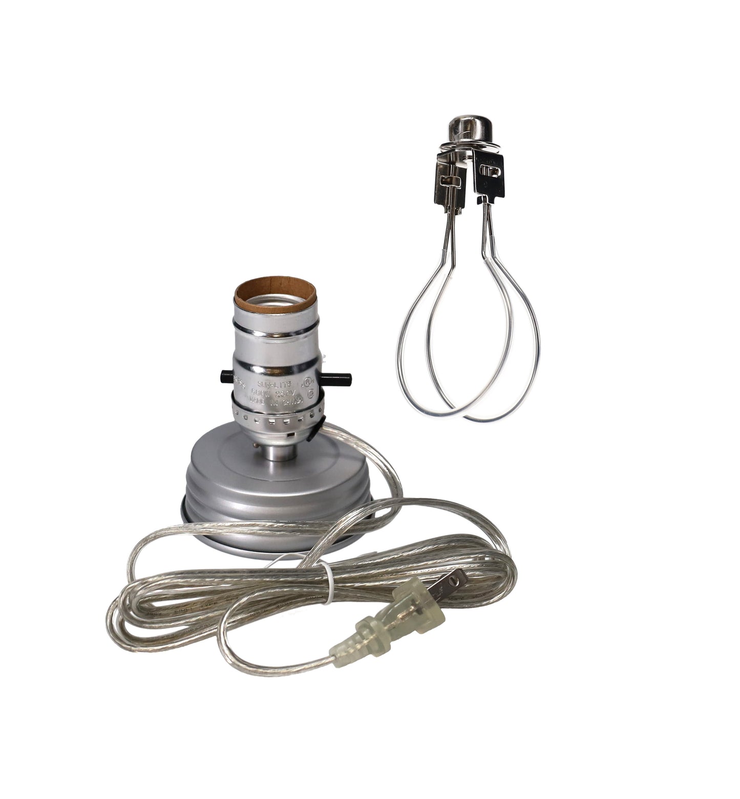 Zinc Mason Jar Electric Lamp Adapter with Clip on Shade Adaptor (30600N)