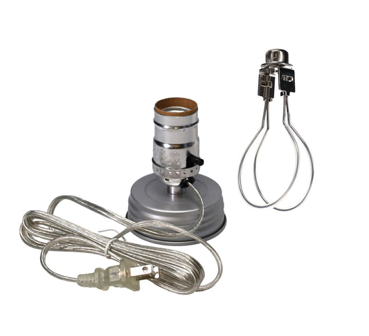Zinc Mason Jar Electric Lamp Adapter with Clip on Shade Adaptor (30600N)