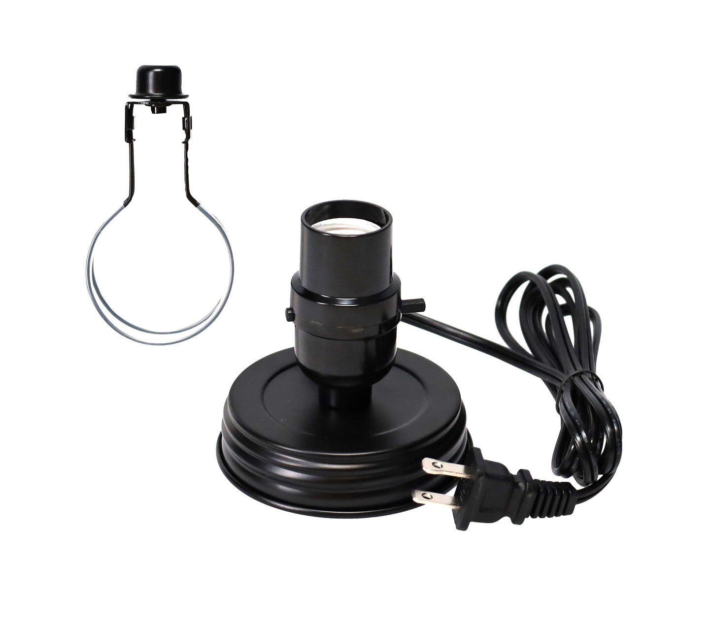 Black Wide Mouth Mason Jar Electric Lamp Adapter with Clip on Shade Adaptor (30601BK)