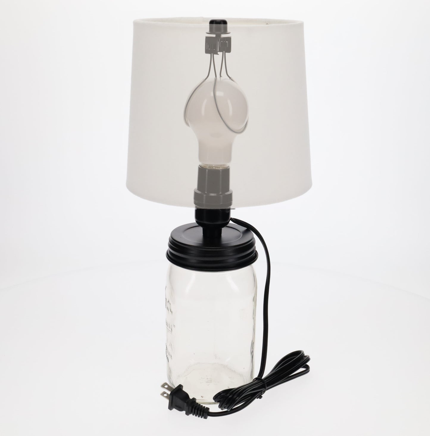 Zinc Mason Jar Electric Lamp Adapter with Clip on Shade Adaptor (30600N)