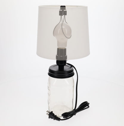 Black Mason Jar Electric Lamp Adapter with Clip on Shade Adaptor (30600BK)