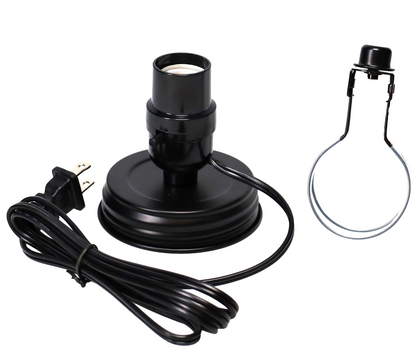 Black Wide Mouth Mason Jar Electric Lamp Adapter with Clip on Shade Adaptor (30601BK)