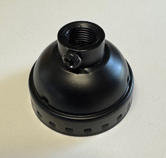 Satin Black Finish Aluminum E-26 Socket Cap with Set Screw, 1/8 IP (40300BK)