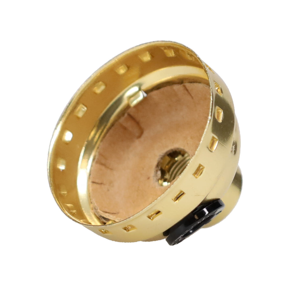 Brass Plated Finish Aluminum E-26 Socket Cap with Side Hole (40301i)