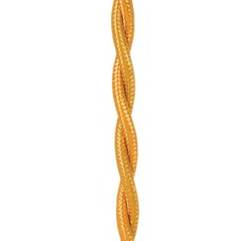 Gold Fabric Covered, Twisted Pair Lamp Cord, 2-Wire, 100ft Spool or By-The-Foot (46635)
