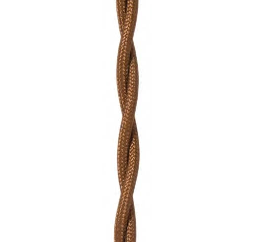 Brown Fabric Covered, Twisted Pair Lamp Cord, 2-Wire, 100ft Spool or By-The-Foot (46636)