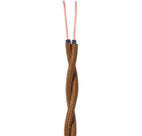 Brown Fabric Covered, Twisted Pair Lamp Cord, 2-Wire, 100ft Spool or By-The-Foot (46636)