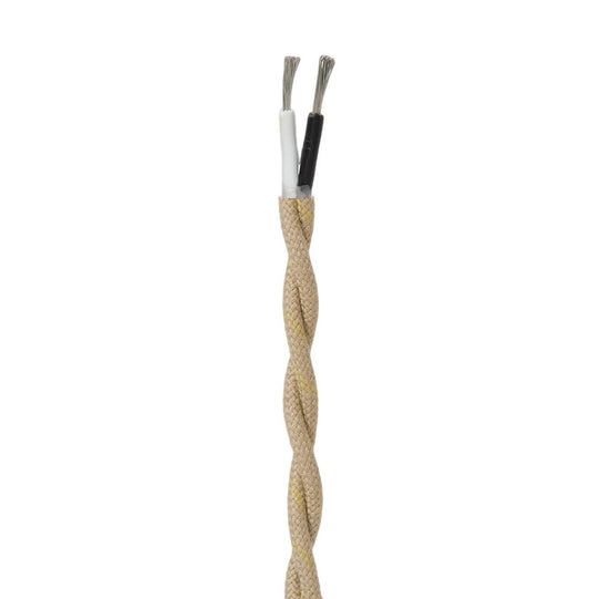 Putty Colored 18 Gauge 2-Wire Cotton Covered Twisted Pair Lamp Cord, Choice of Length (46662P)