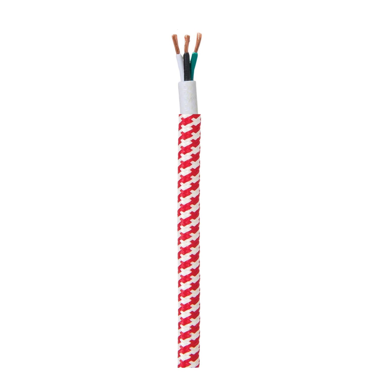 18/3 SVT-B Red and White Hounds-Tooth Pattern Rayon Covered Fabric Lamp Cord, 3-Wire,  Choice of Length (46596)