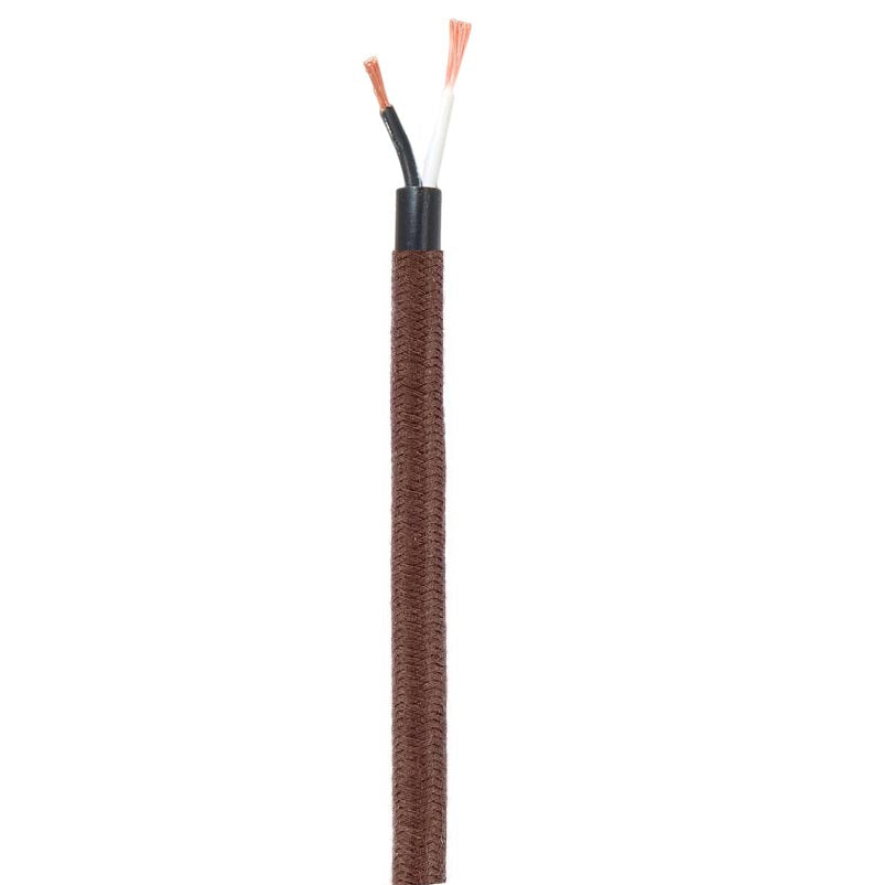 Brown Color NYLON Covered 18 ga. SVT-B, 2-wire Pulley Lamp Cord, Choice of Length (46697)