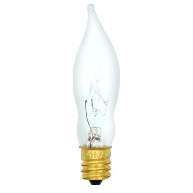 7 Watt, CA-5 Flame Twist Bulb, Choice of Clear or Frosted, Candelabra Base (E12) (47004)