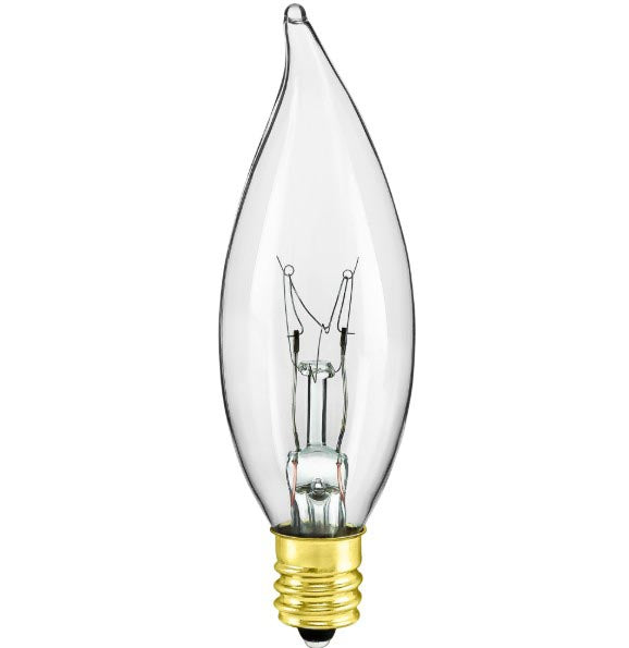 15 or 25 Watt CF, Clear Flame Tip Bulb (E12) (47010)