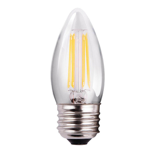 5 Watt (40 watt equivalent) B10 Antique Style LED Light Bulb with Clear Glass, Squirrel Cage Filament (47248)