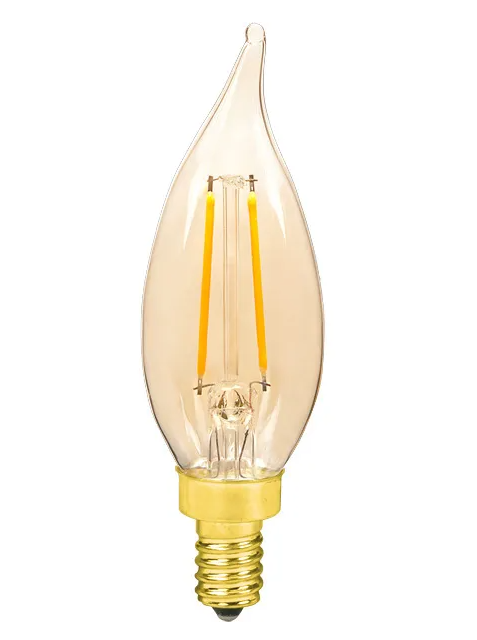 CA10 Antique Style Candelabra LED Light Bulb with Amber Glass Squirrel Cage Filament (47250)