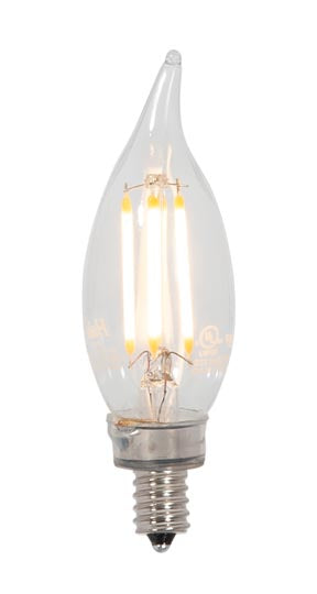 CA10 Antique Style Candelabra LED Light Bulb with Clear Glass, Squirrel Cage Filament (47251)