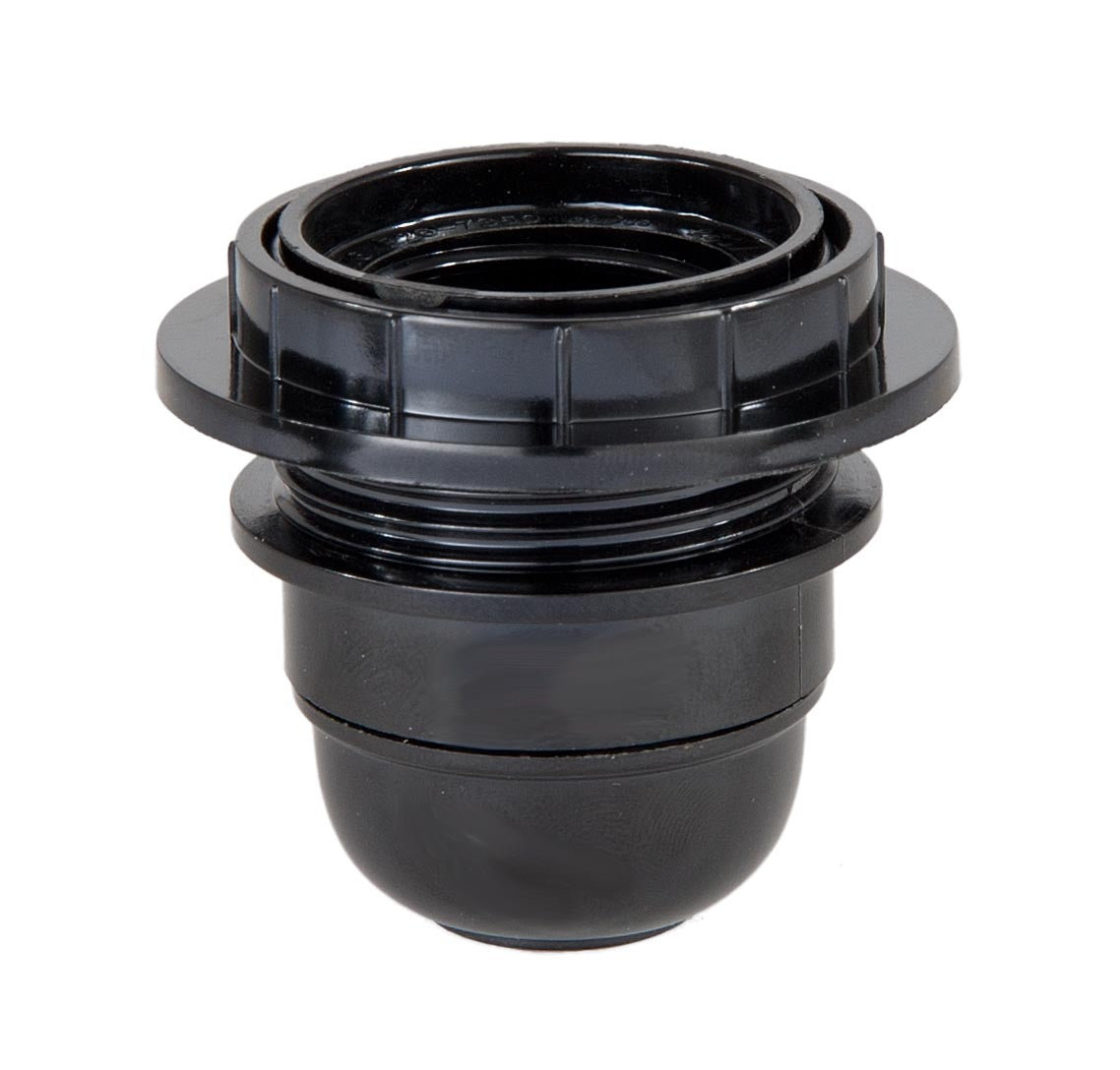 Phenolic Bakelite E26 Lamp Socket With Rotary Switch - 250V 250W, 10cm Wire, Black