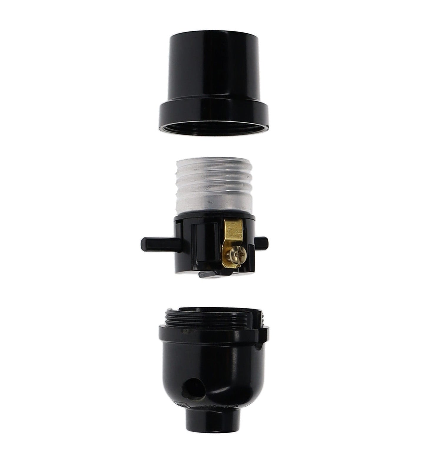 Tall Push Through Phenolic Socket, Medium Base, No UNO Threads, Side Outlet (47688)