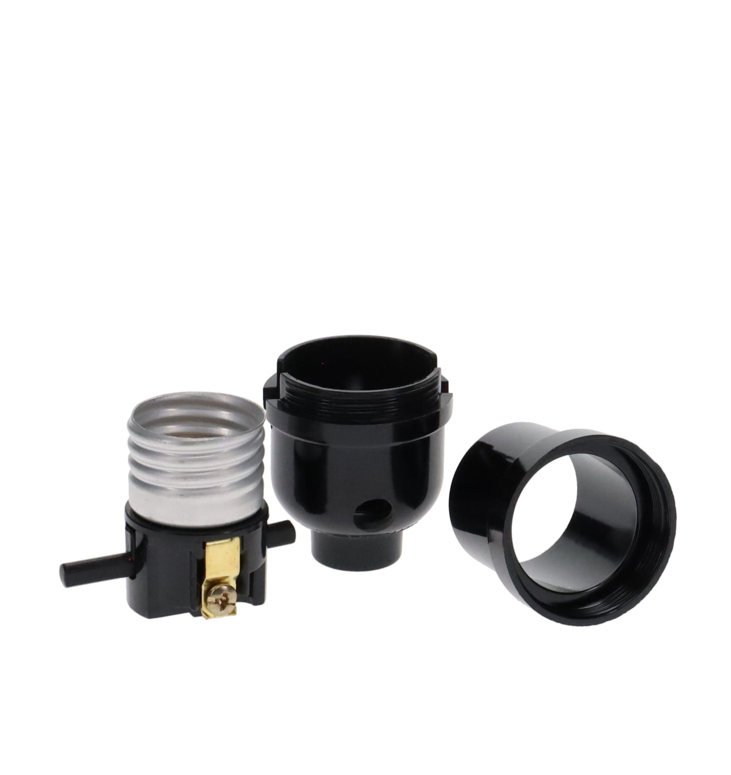 Tall Push Through Phenolic Socket, Medium Base, No UNO Threads, Side Outlet (47688)