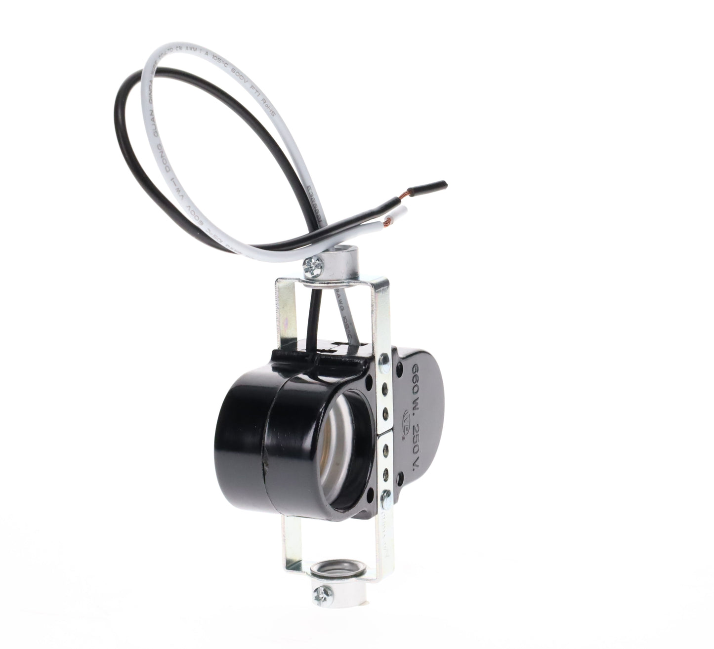 3-1/2" Tall Double Edison Base Socket (E26), 8" Leads, 1/8IP (47701)