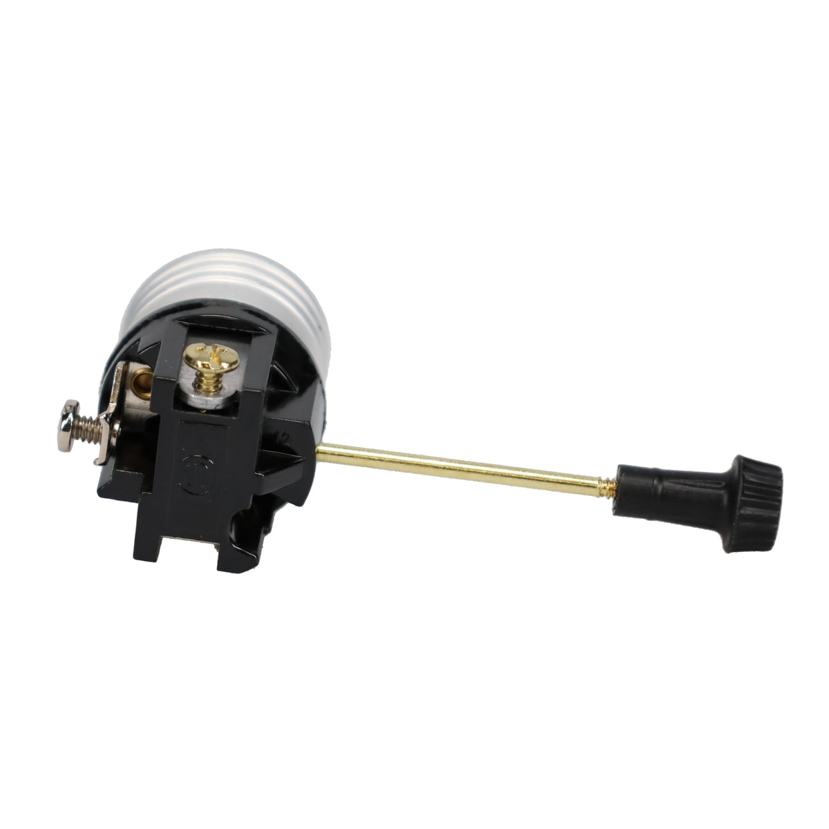 On/Off Medium Base E26 Socket Interior with 2-1/8" Mandrel & Brass Stem (48200BR)