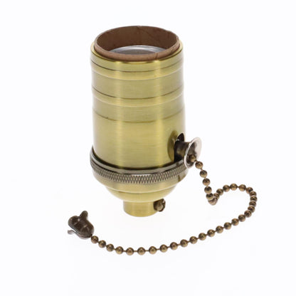 Brass On/Off Pull Chain Socket, No UNO Threads, Antique Brass (48254A)