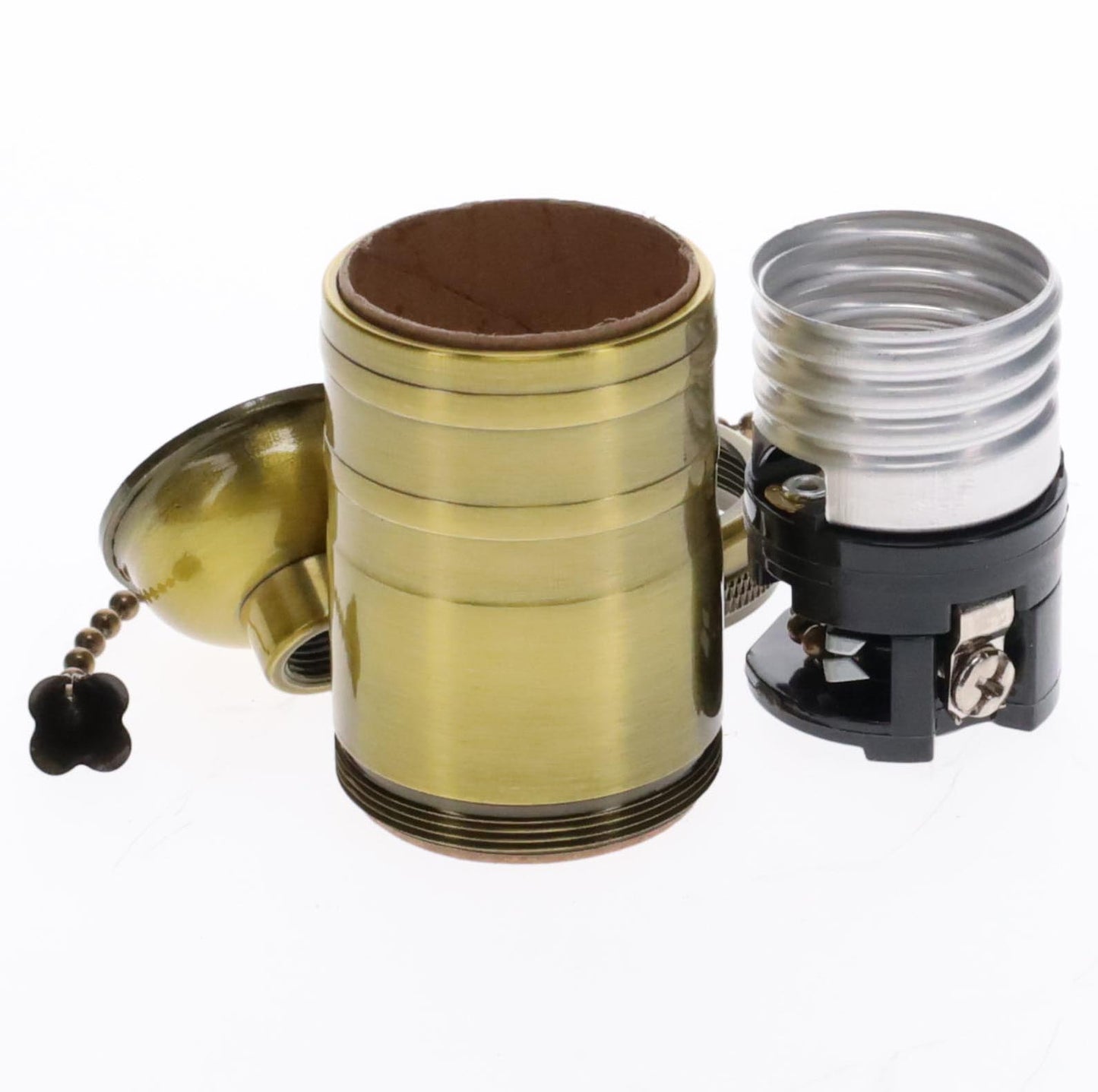 Brass On/Off Pull Chain Socket, No UNO Threads, Antique Brass (48254A)