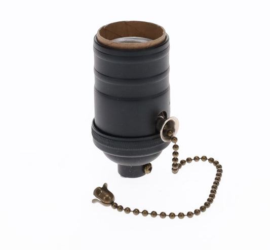Satin Black Finish Brass Socket, On/Off Pull Chain, No UNO Threads (48254BK)