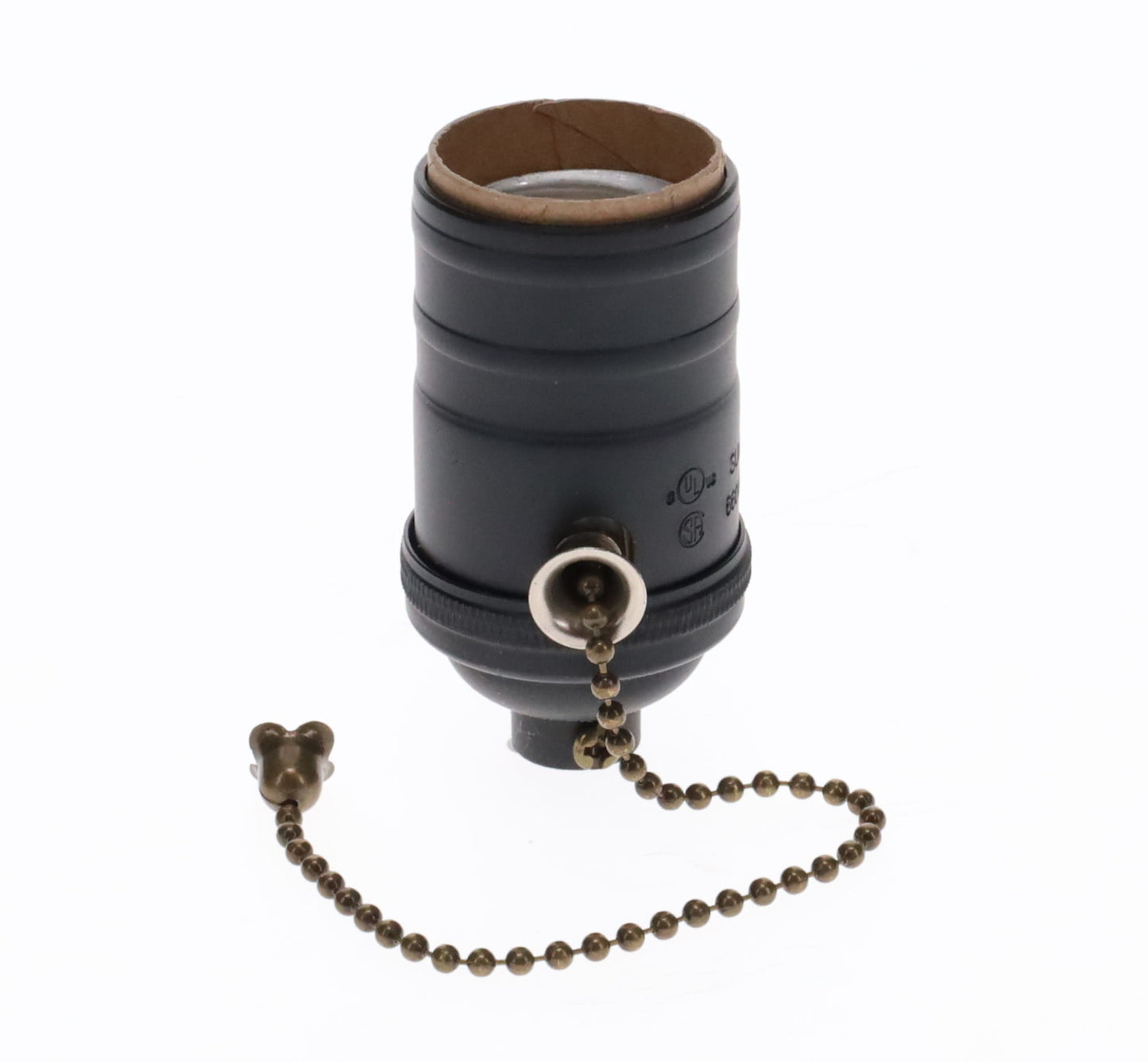 Satin Black Finish Brass Socket, On/Off Pull Chain, No UNO Threads (48254BK)
