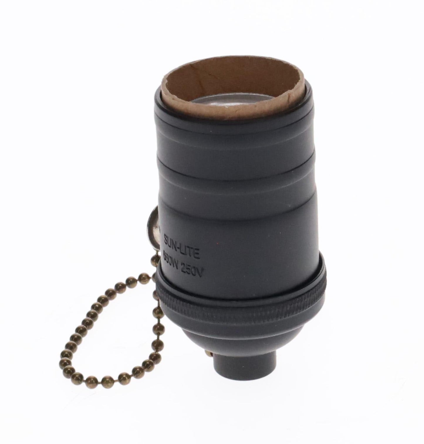 Satin Black Finish Brass Socket, On/Off Pull Chain, No UNO Threads (48254BK)