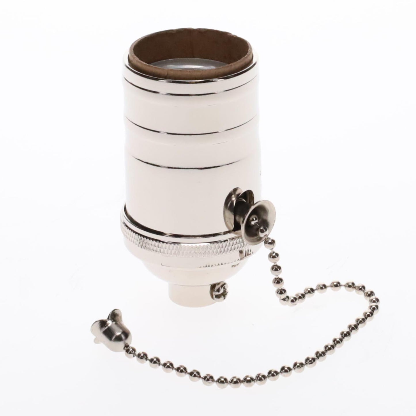 Brass Socket On/Off Pull Chain, No Uno Threads, Nickel Plated (48254N)