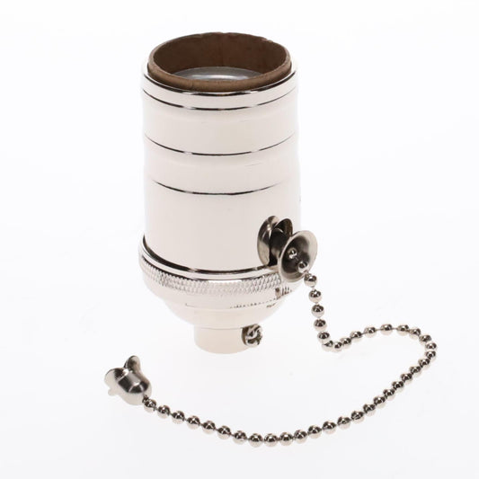 Brass Socket On/Off Pull Chain, No Uno Threads, Nickel Plated (48254N)
