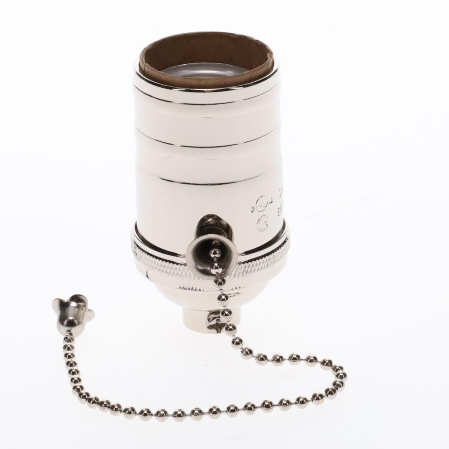 Brass Socket On/Off Pull Chain, No Uno Threads, Nickel Plated (48254N)