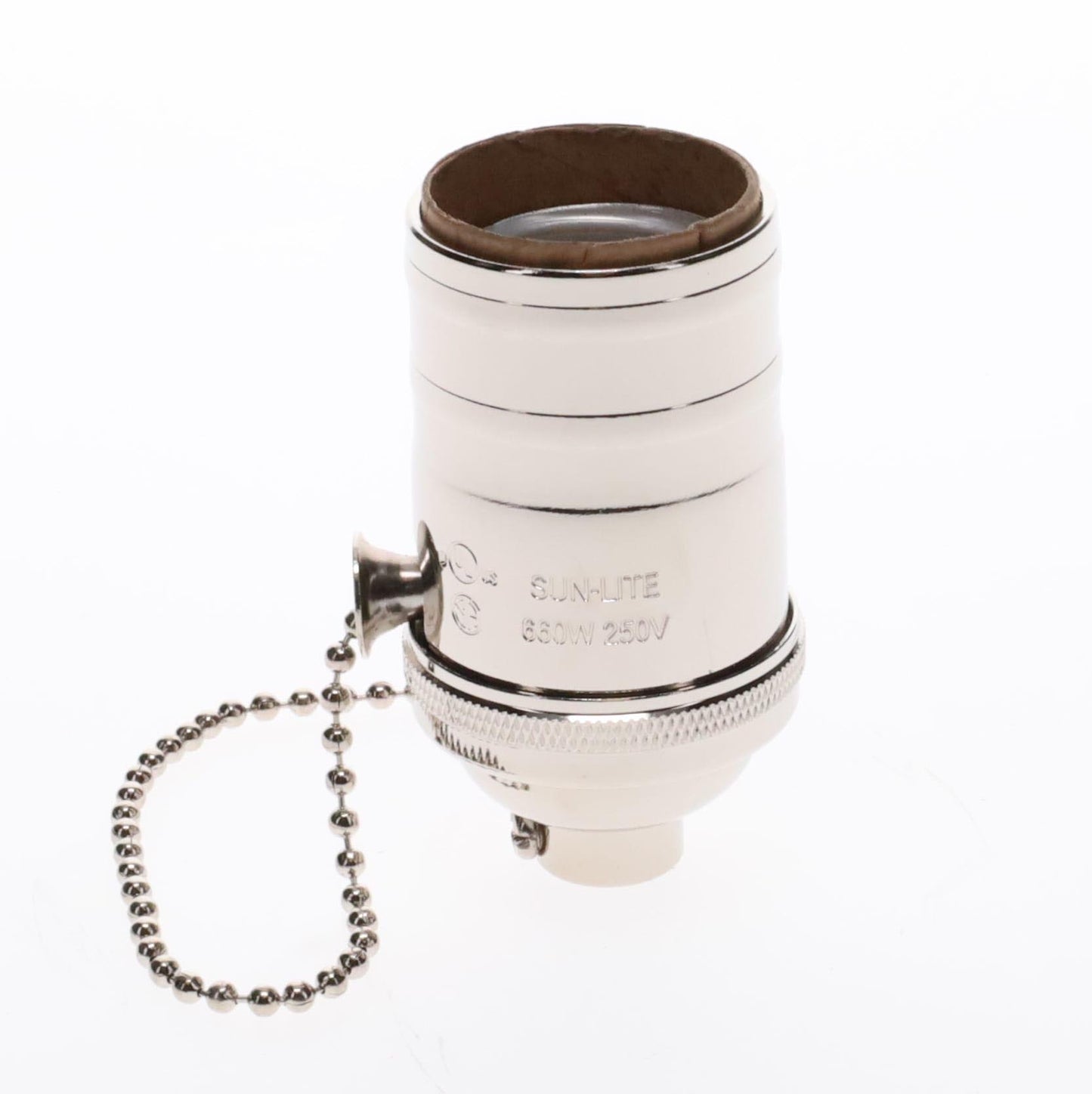 Brass Socket On/Off Pull Chain, No Uno Threads, Nickel Plated (48254N)