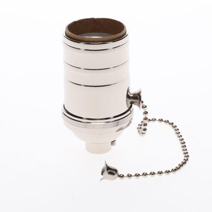 Brass Socket On/Off Pull Chain, No Uno Threads, Nickel Plated (48254N)