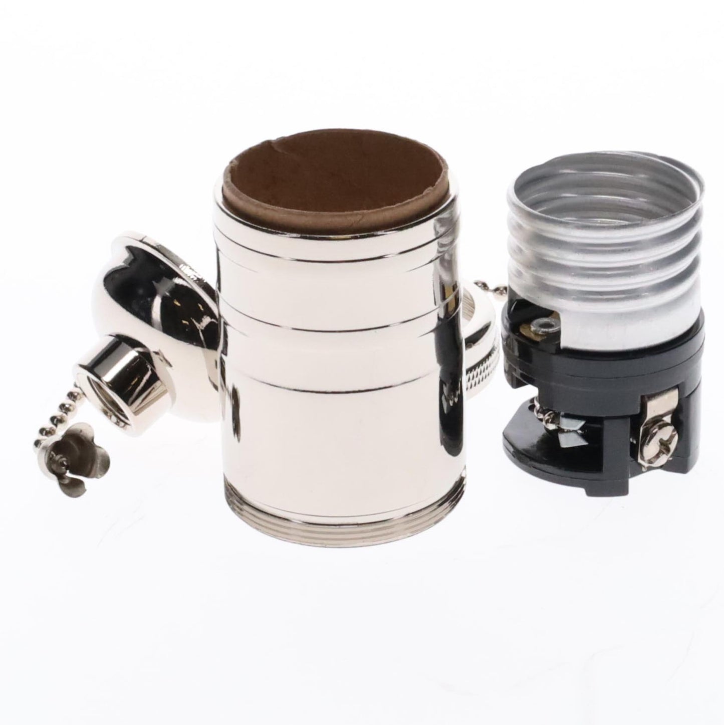Brass Socket On/Off Pull Chain, No Uno Threads, Nickel Plated (48254N)