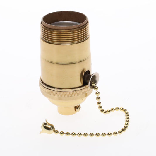 Heavy Turned Brass Socket with Polished & Lacquered Finish, On/Off Pull Chain function, UNO Thread (48255)