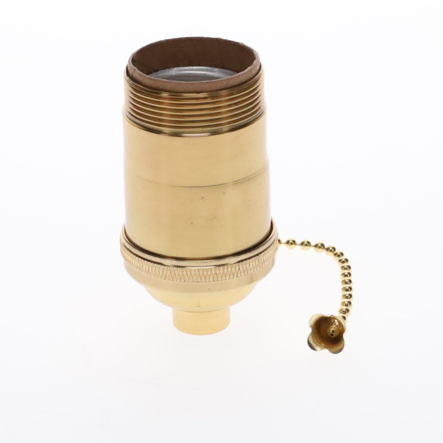 Heavy Turned Brass Socket with Polished & Lacquered Finish, On/Off Pull Chain function, UNO Thread (48255)