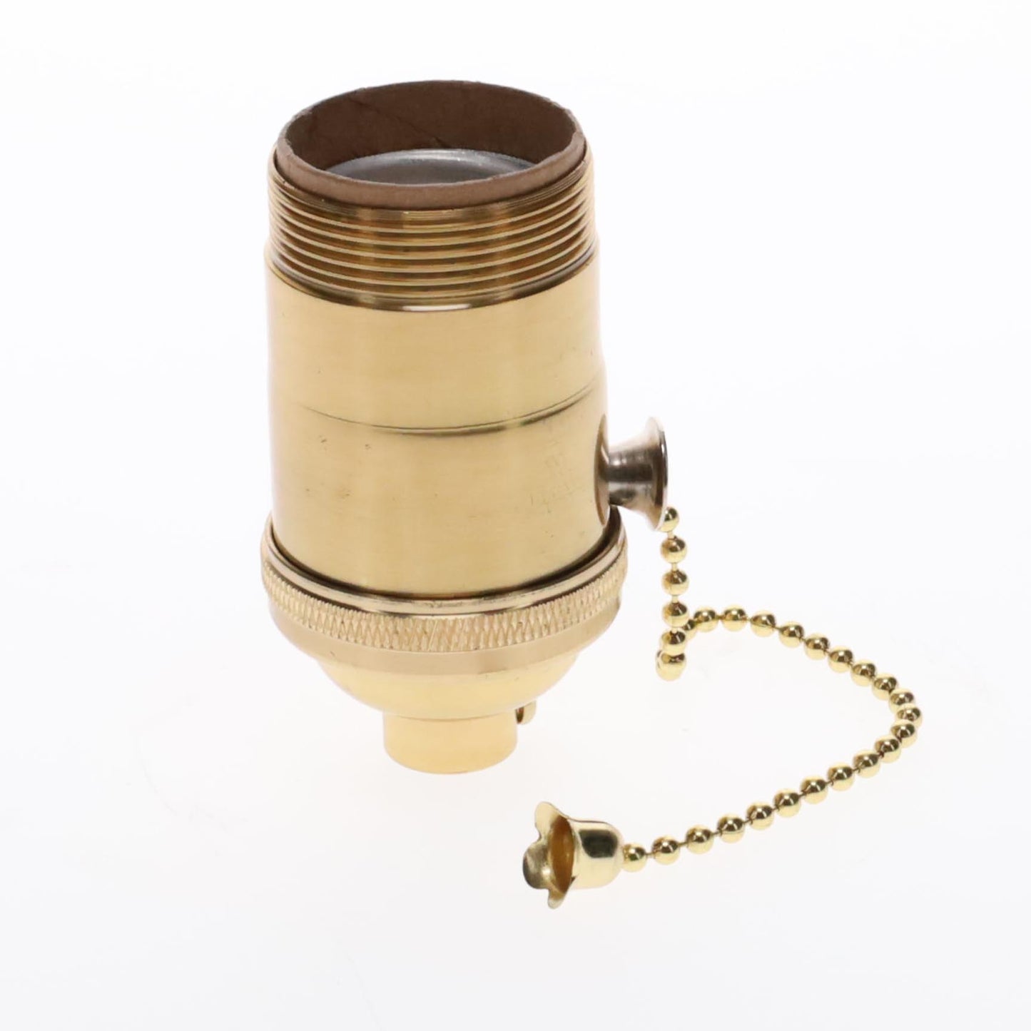 Heavy Turned Brass Socket with Polished & Lacquered Finish, On/Off Pull Chain function, UNO Thread (48255)