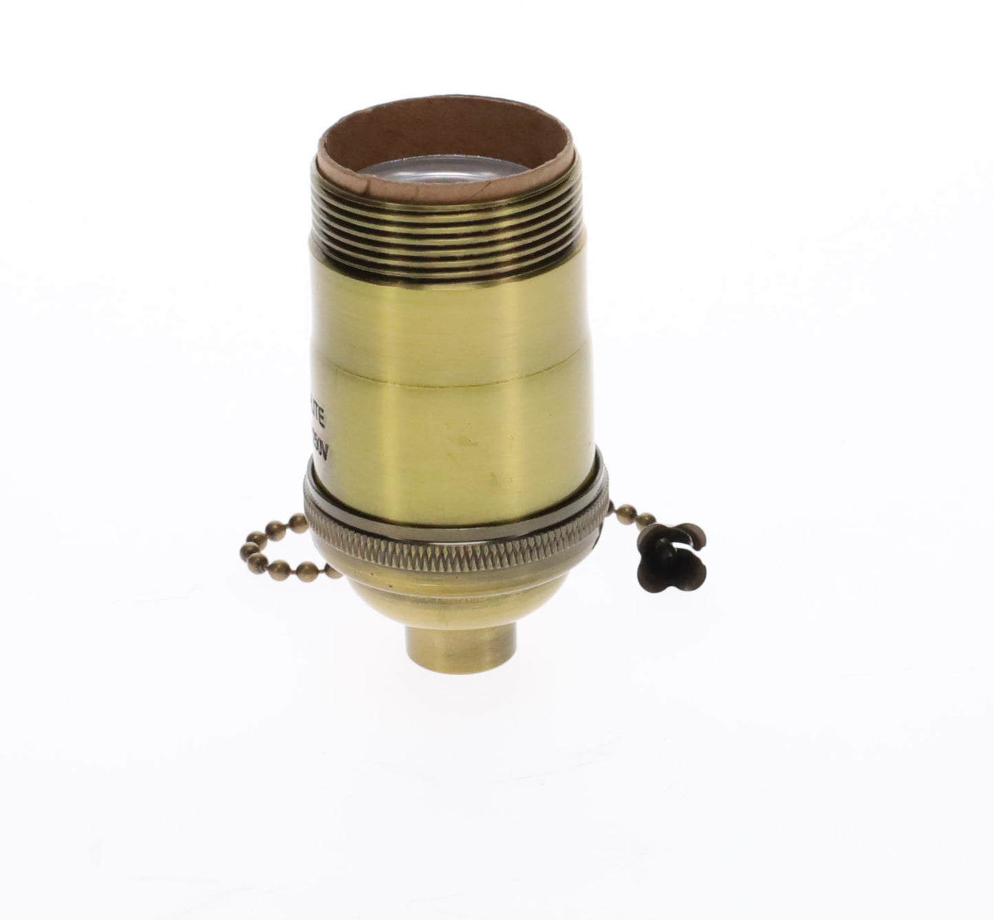 Heavy Turned Brass Socket with Antique BRASS Finish, On/Off Pull Chain function, UNO Thread (48255A)