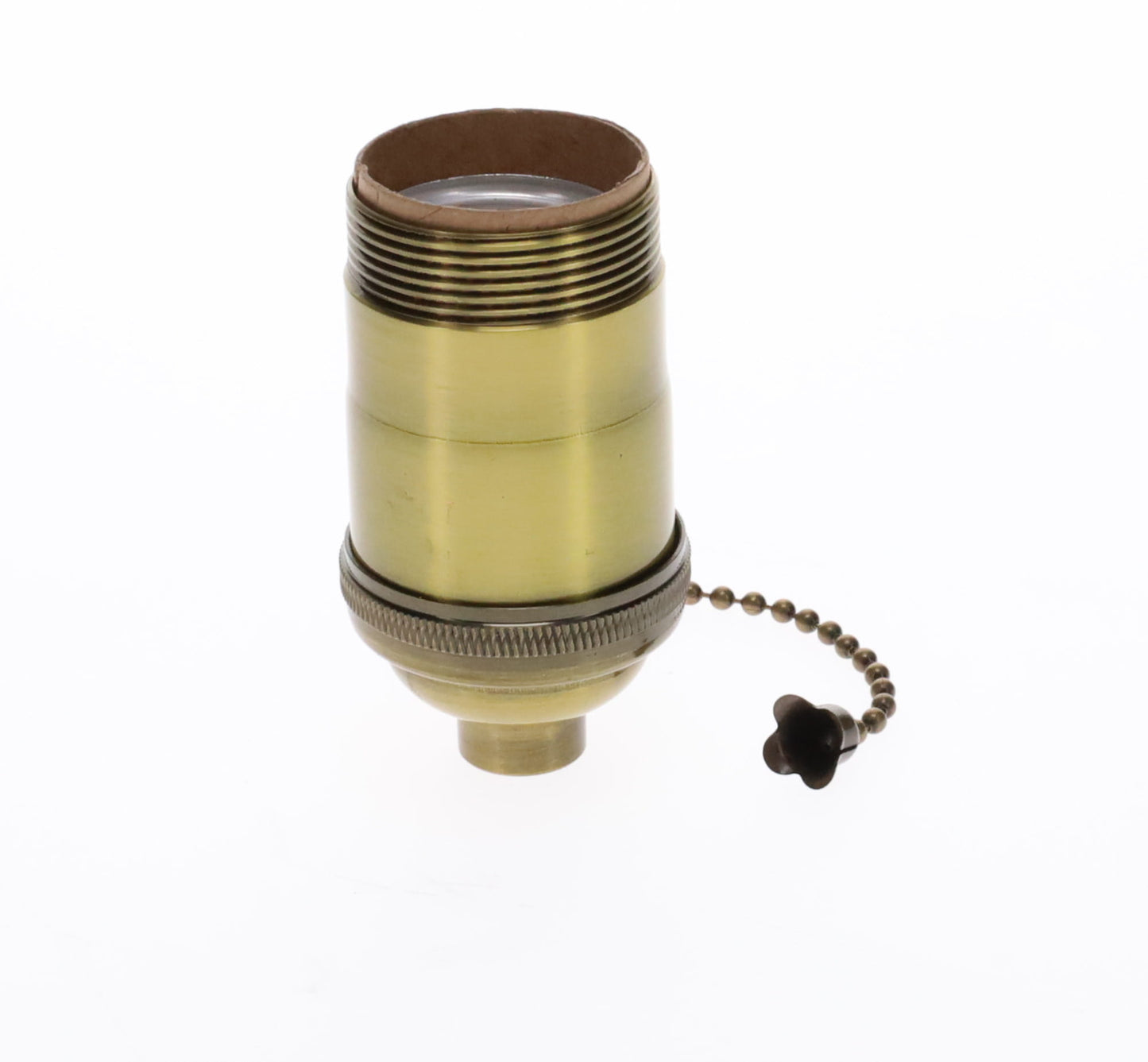 Heavy Turned Brass Socket with Antique BRASS Finish, On/Off Pull Chain function, UNO Thread (48255A)