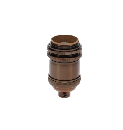 Antique Bronze Finish Heavy Turned Brass Keyless, Tall Socket w/Ground Screw Terminal (48264B)