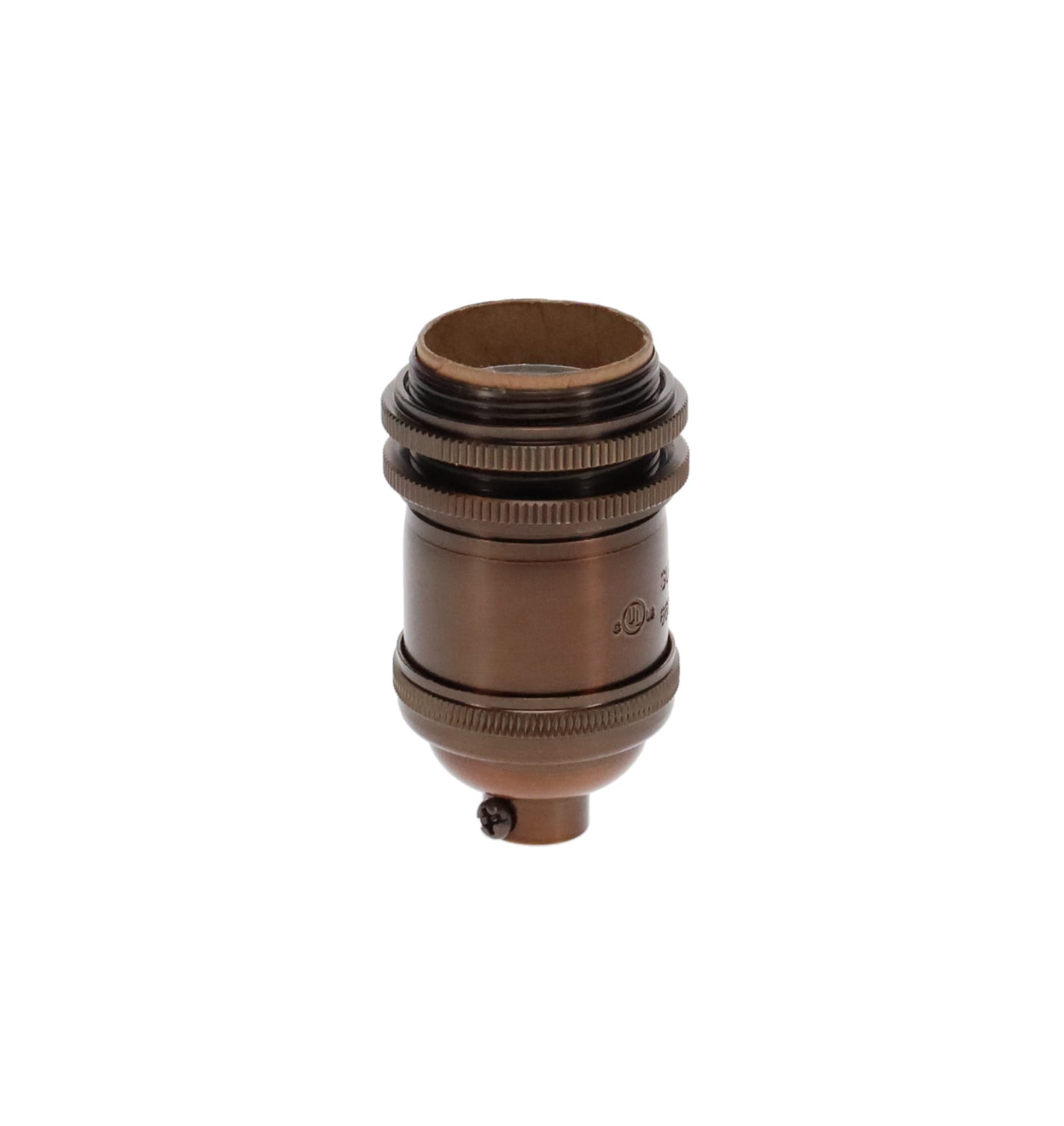 Antique Bronze Finish Heavy Turned Brass Keyless, Tall Socket w/Ground Screw Terminal (48264B)