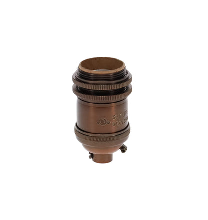 Antique Bronze Finish Heavy Turned Brass Keyless, Tall Socket w/Ground Screw Terminal (48264B)